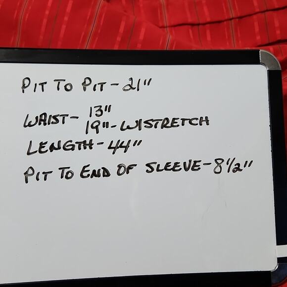 Vintage Items California Red Striped Dress Size LG Elastic Waist Puff Sleeves - Picture 9 of 9